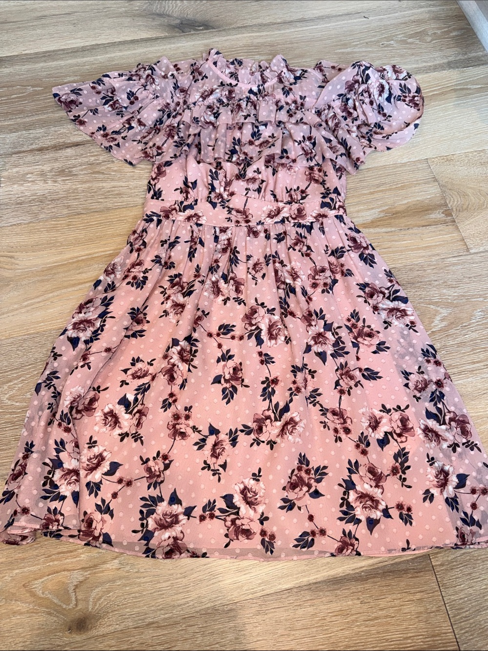 Kate Spade Prairie Pink Floral Ruffle-Sleeve Dress